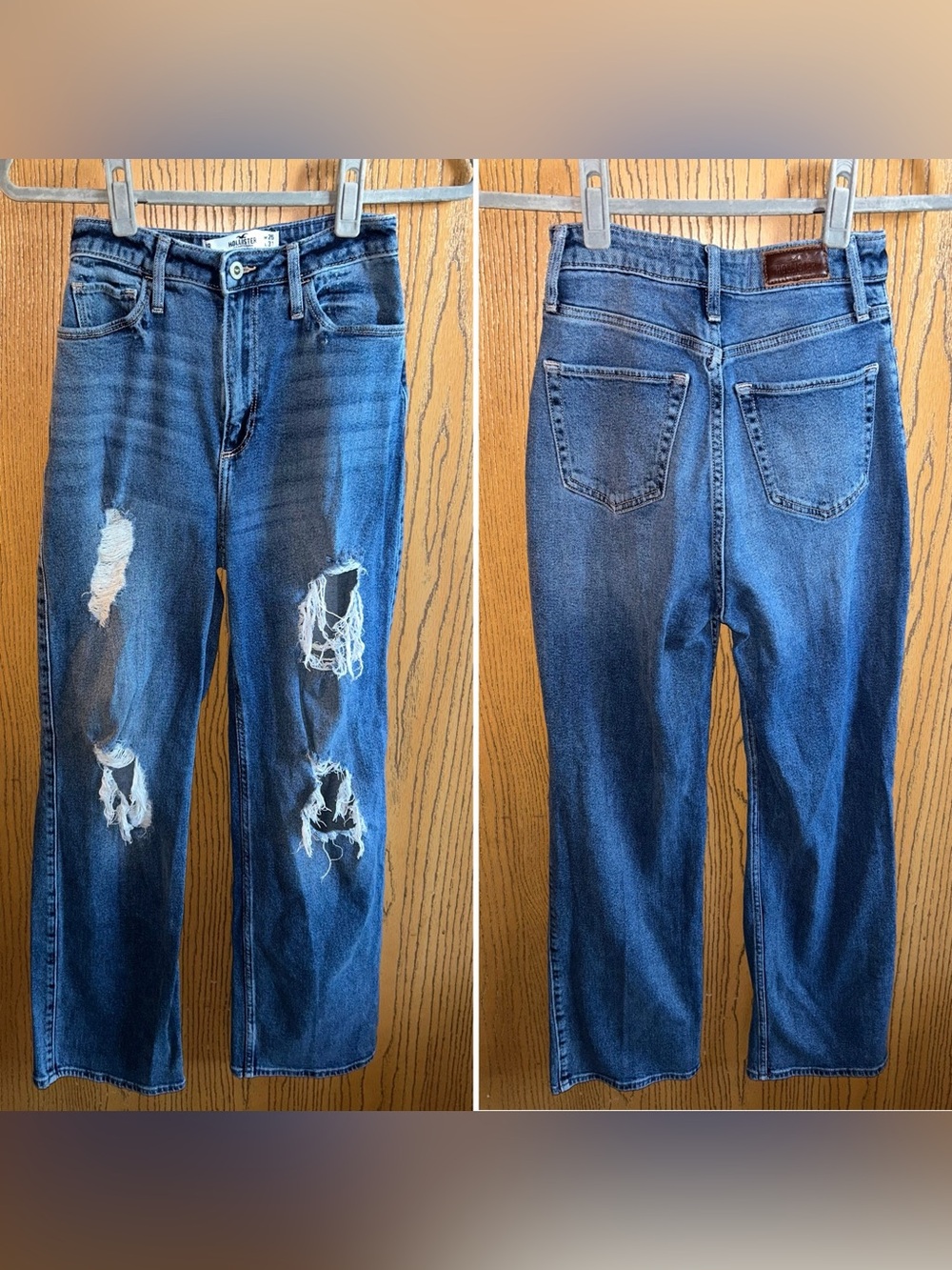 Hollister women’s Distressed Dark Blue Relaxed dads Jeans